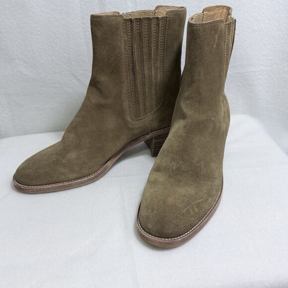 Madewell Autumn Chelsea High Ankle Boots Brown Suede Block Heel Women’s 10 - Picture 12 of 15